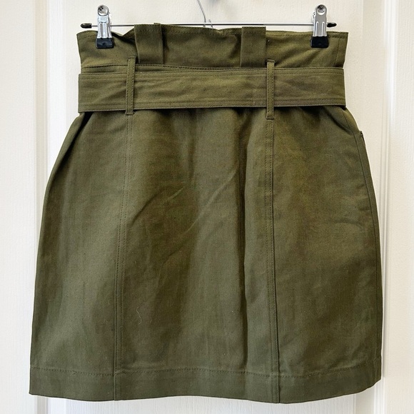 Banana Republic Heritage Paperbag Utility Skirt Mini Olive Green 2 Petite NEW - Picture 3 of 11